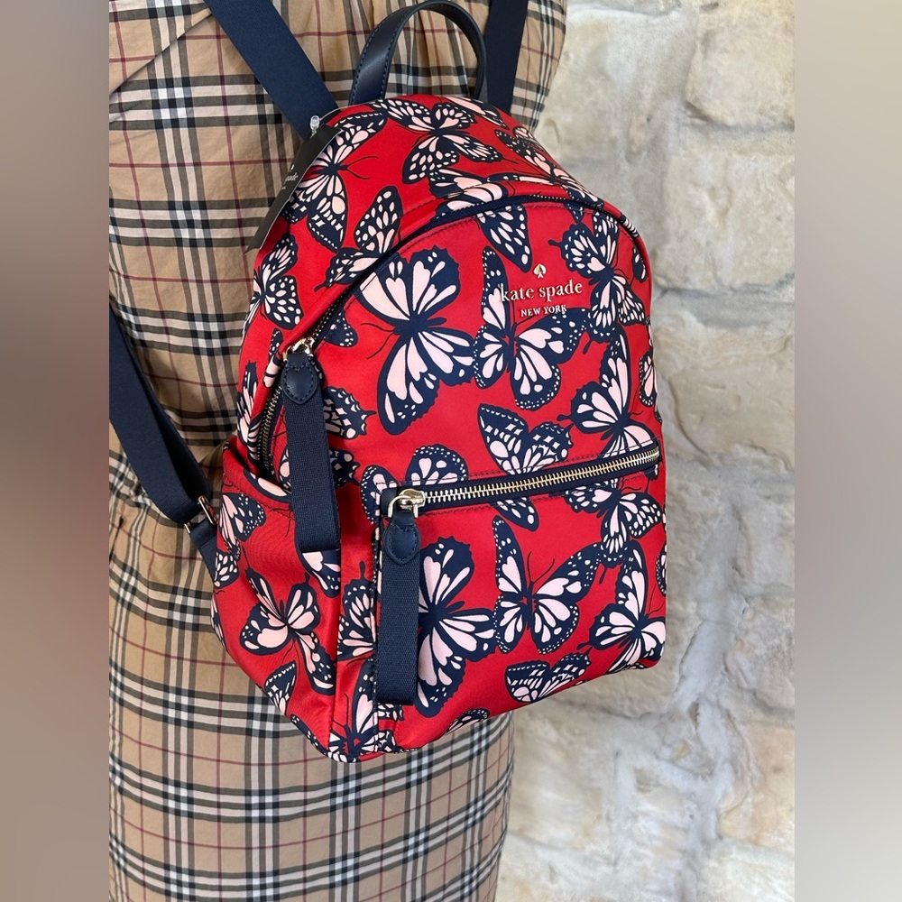 Kate Spade Butterfly Medium Chelsea Nylon Backpack&wallet NWT Authentic - Picture 11 of 15